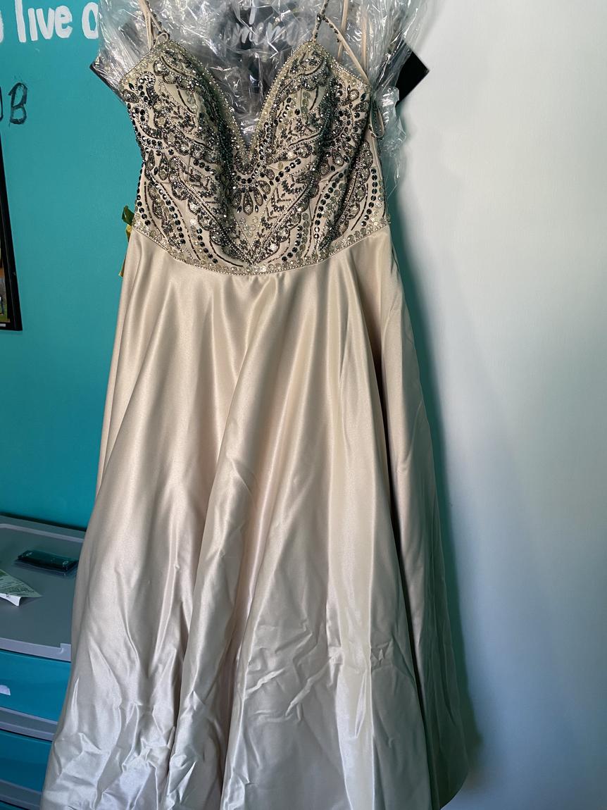 MoriLee Size 14 Nude Ball Gown on Queenly