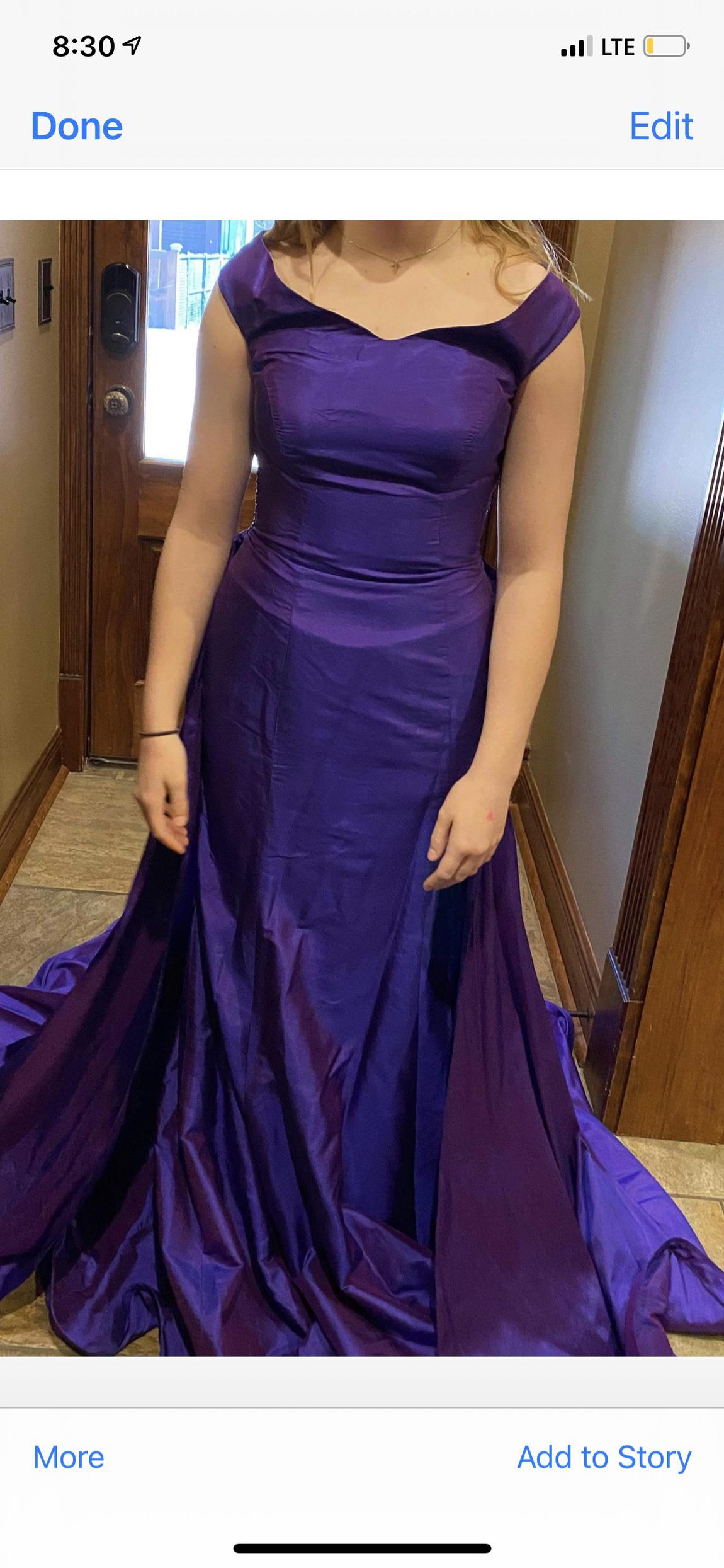 Sherri hill couture Size 0 Satin Purple Floor Length Maxi on Queenly