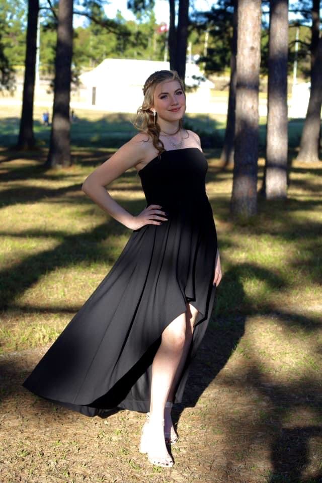 Size 4 Homecoming Sequined Black Dress With Train on Queenly