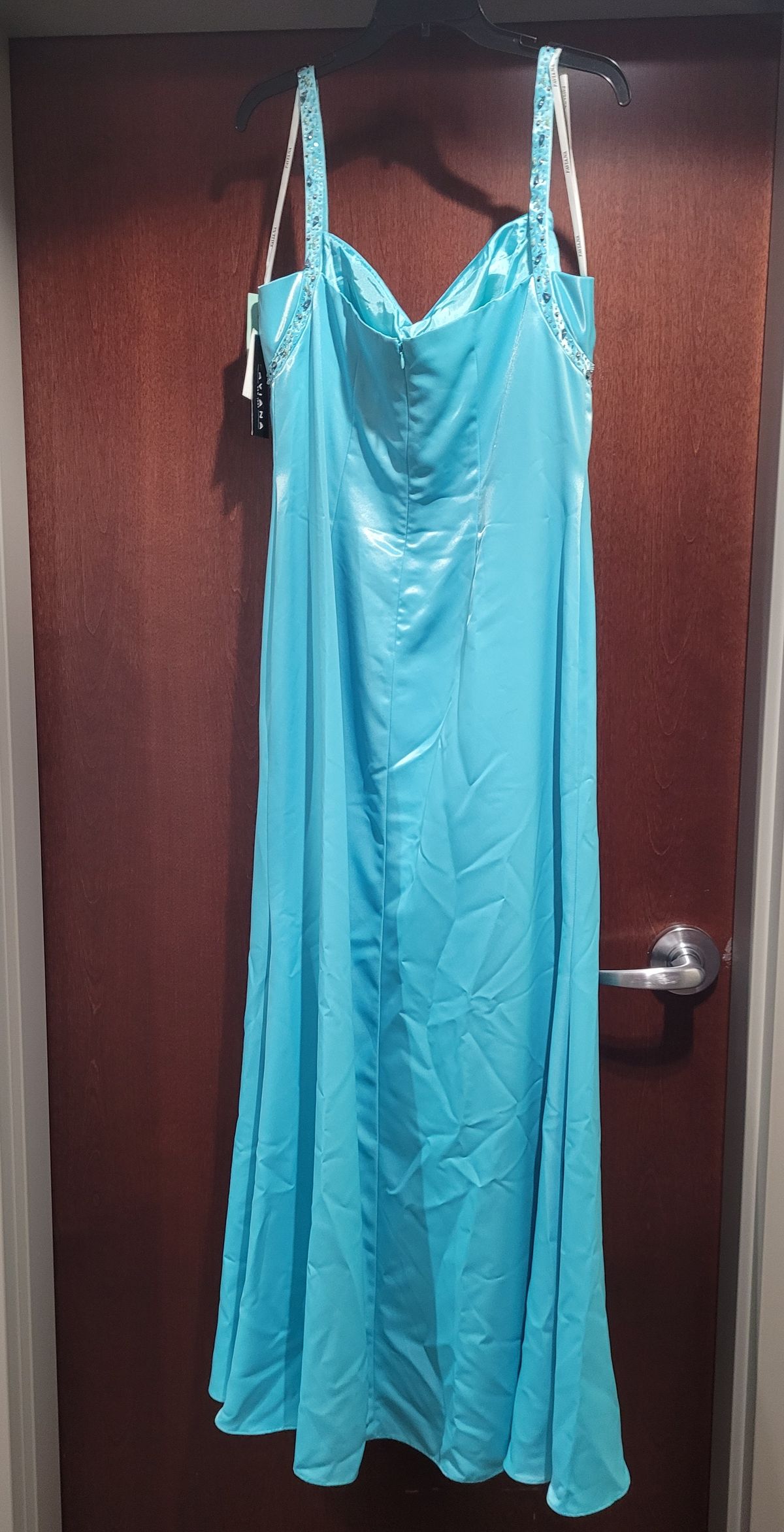 Style 9148 Faviana Plus Size 18 Prom Turquoise Blue A-line Dress on Queenly