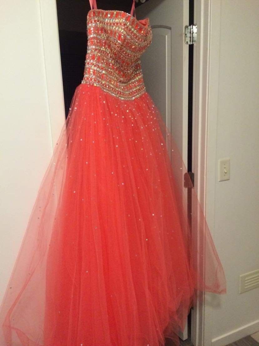 MoriLee Orange Size 8 Coral $300 Ball gown on Queenly