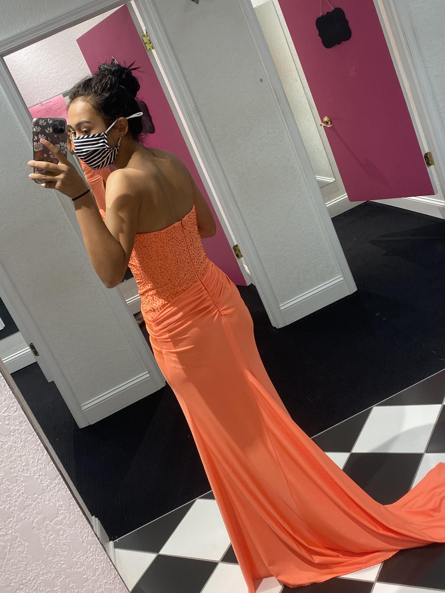 Sherri Hill Size 2 Homecoming Sequined Orange Side Slit Dress on Queenly
