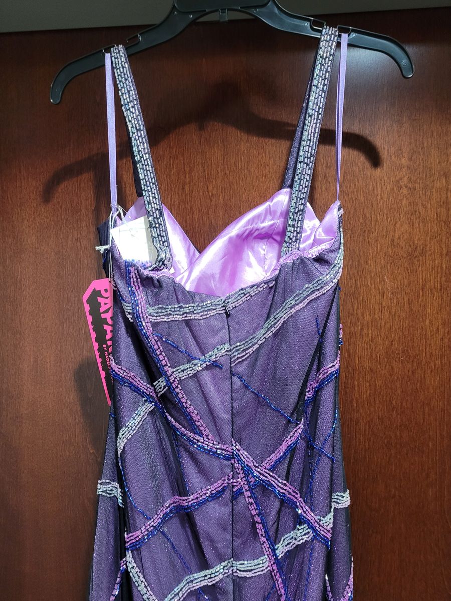 Style AP6068 Mori Lee Paparrazi Size 14 Purple A-line Dress on Queenly