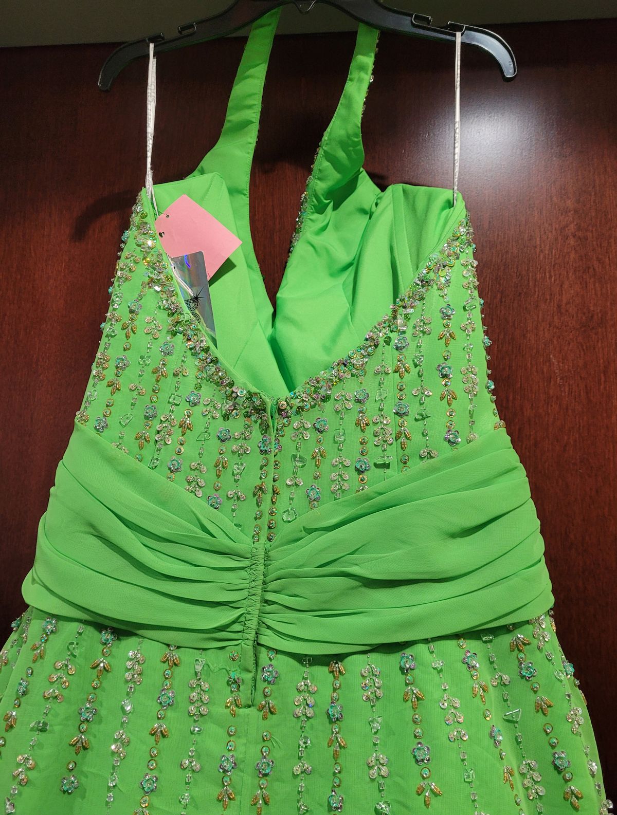Style 20240 Precious Formals Size 14 Floral Green A-line Dress on Queenly