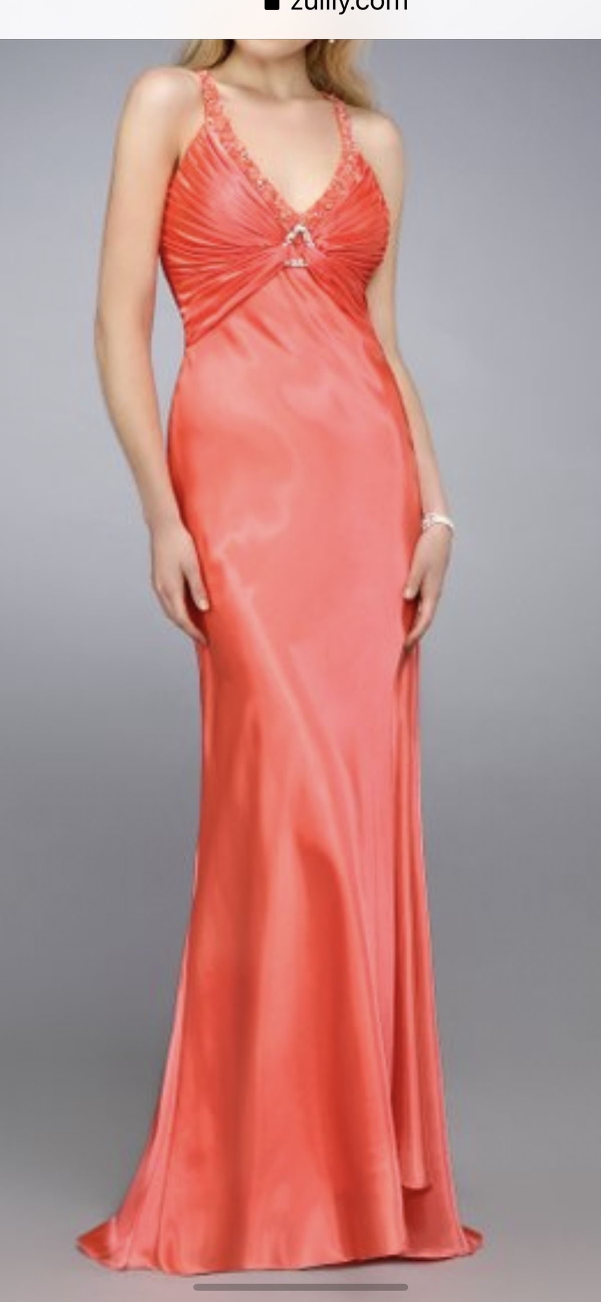 La Femme Size 10 Prom Satin Orange Floor Length Maxi on Queenly