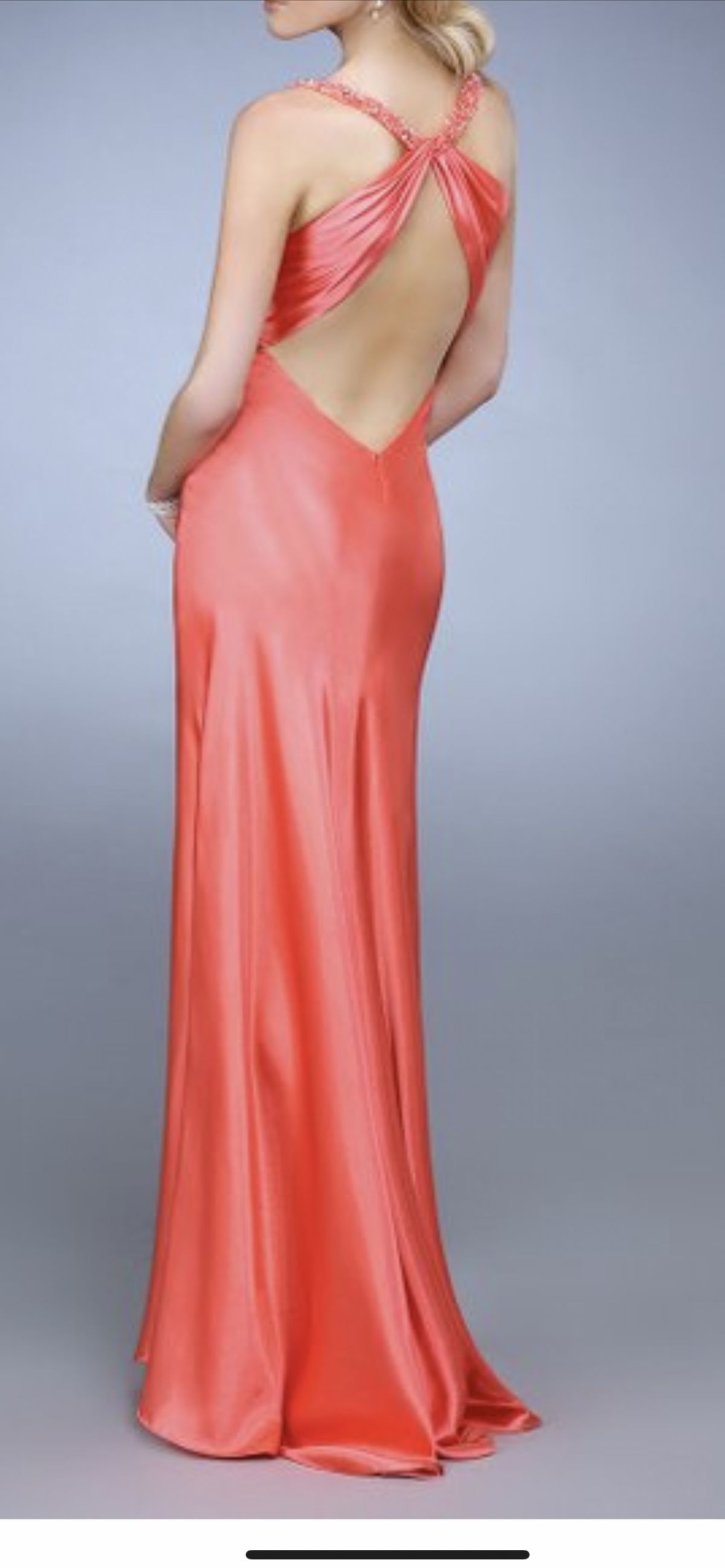 La Femme Size 10 Prom Satin Orange Floor Length Maxi on Queenly