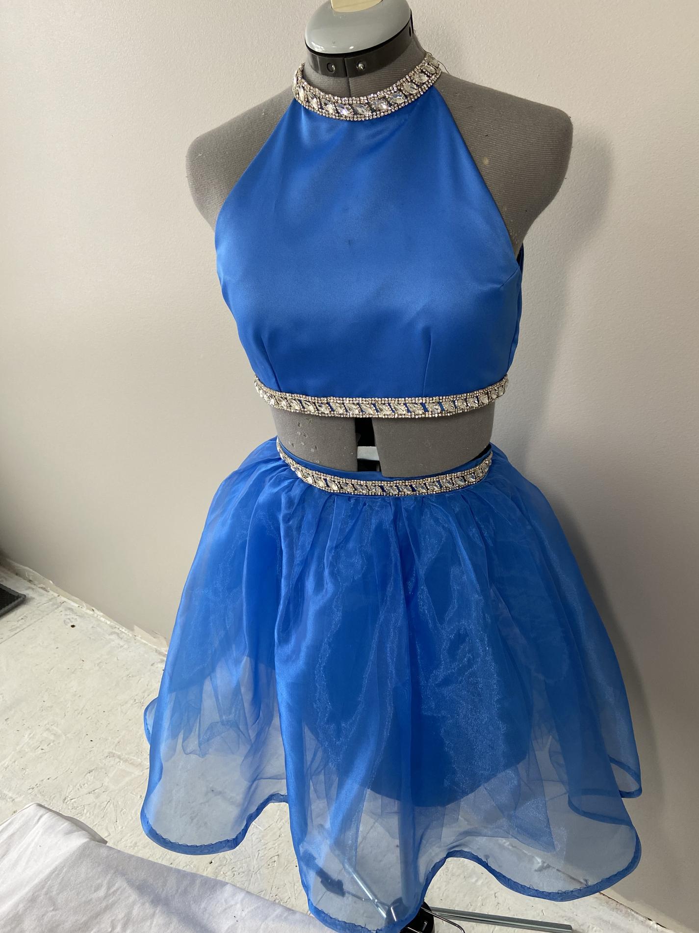 Custom made Size 2 Satin Blue Cocktail Dress on Queenly