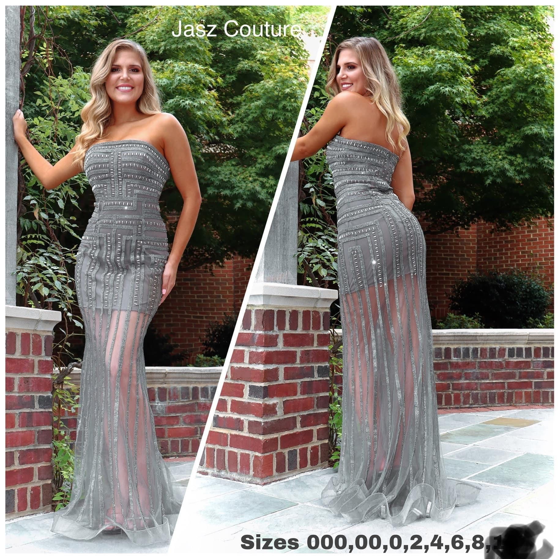 Size 4 Prom Strapless Sheer Silver Floor Length Maxi on Queenly