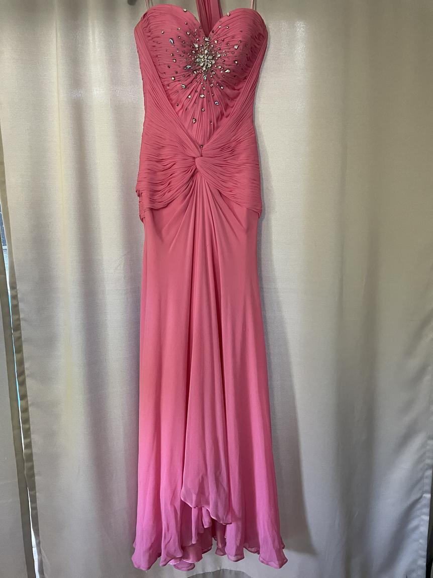 Jovani Size 4 Prom Strapless Sequined Coral Side Slit Dress on Queenly