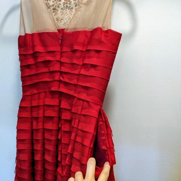 BCBGMaxazaria Size 4 High Neck Sequined Red Cocktail Dress on Queenly
