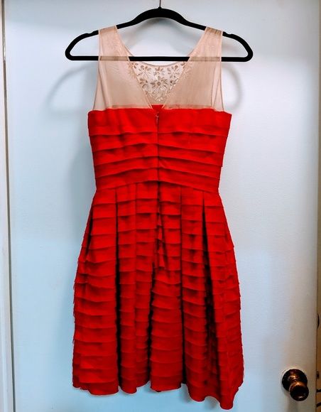BCBGMaxazaria Size 4 High Neck Sequined Red Cocktail Dress on Queenly