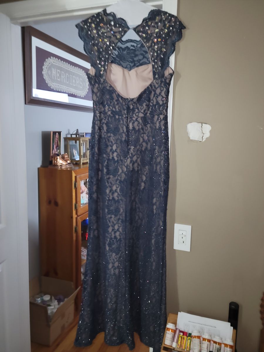 City Triangles Size 12 Lace Blue Side Slit Dress on Queenly