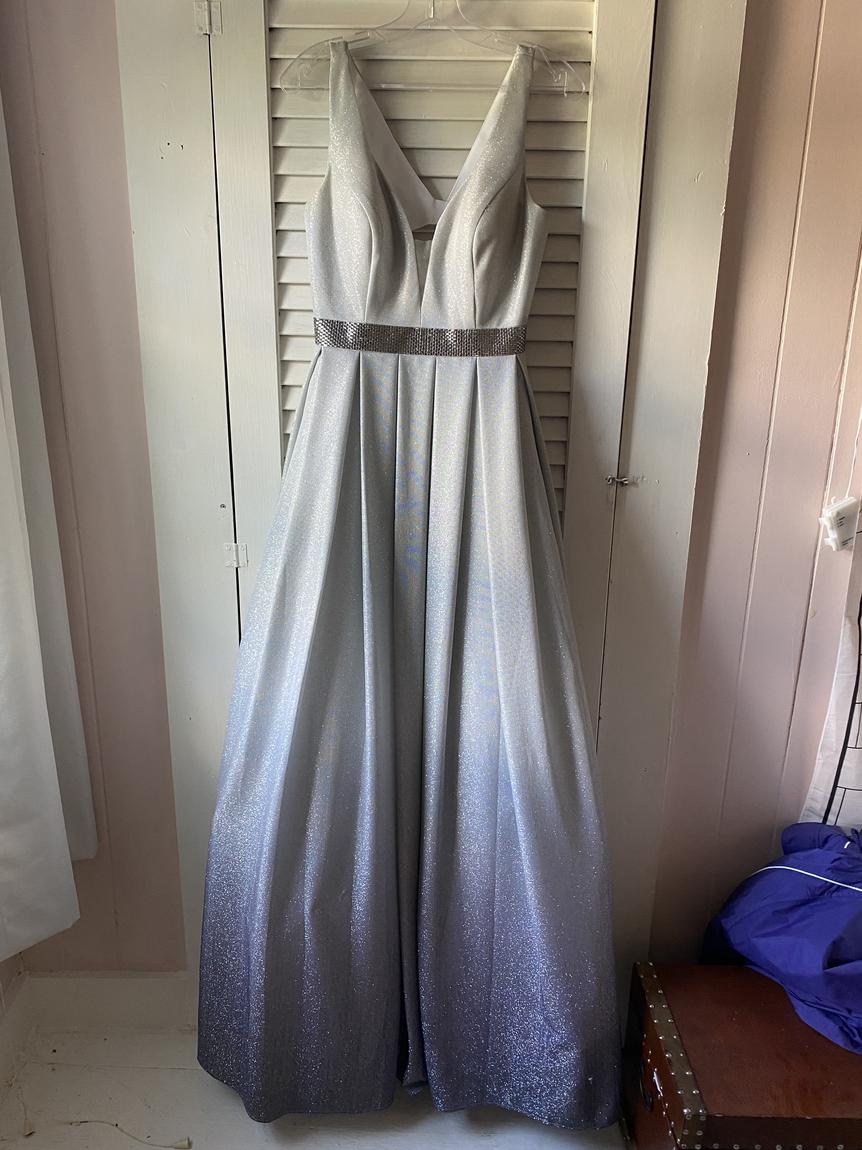 Size 6 Silver Ball Gown on Queenly