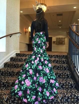 Sherri Hill Size 2 Prom Long Sleeve Floral Multicolor Dress With Train on Queenly