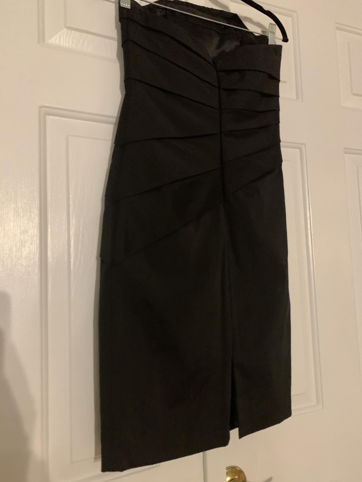 White House Black Market Size 0 Strapless Satin Black Cocktail Dress on Queenly