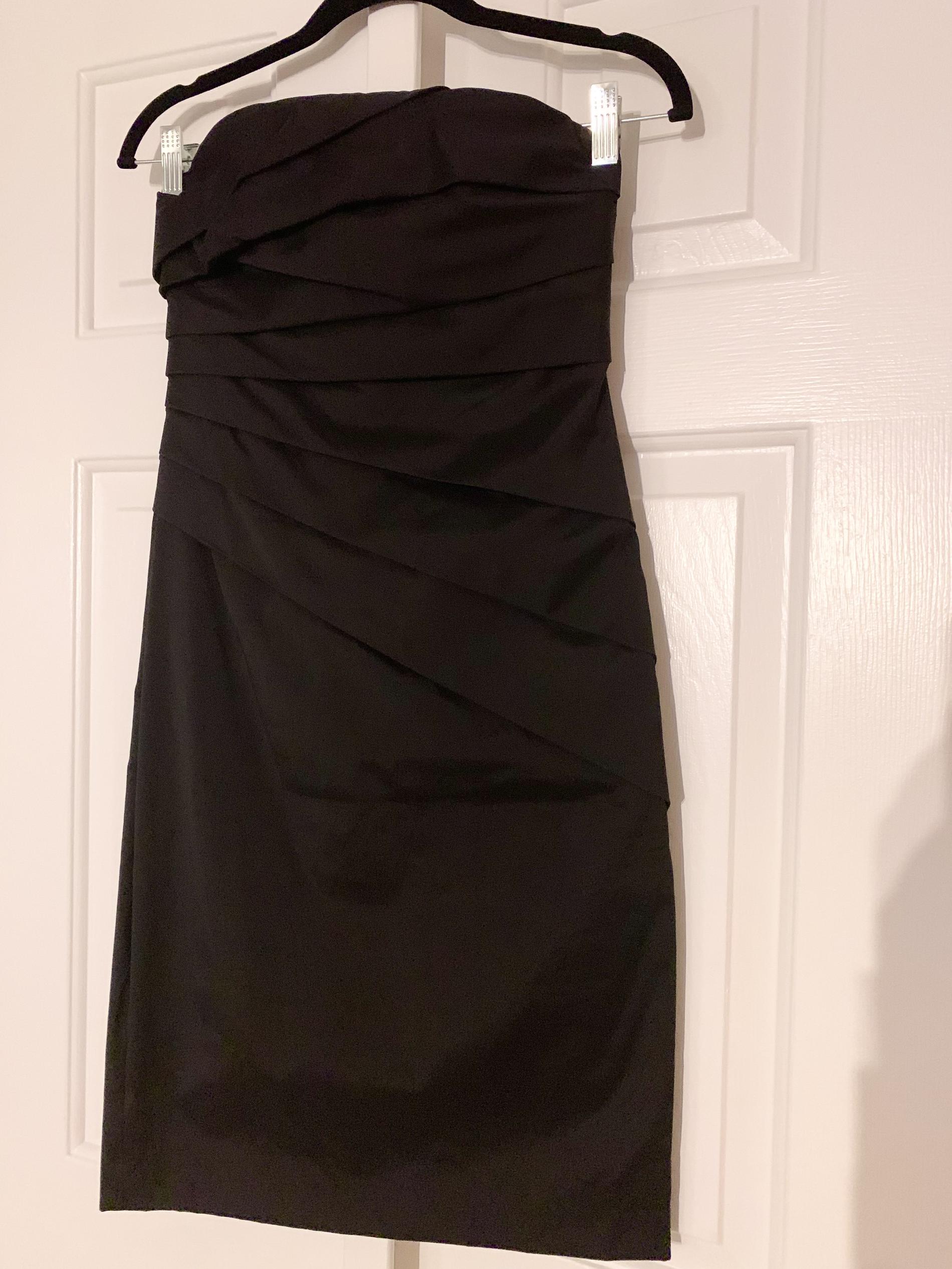 White House Black Market Size 0 Strapless Satin Black Cocktail Dress on Queenly