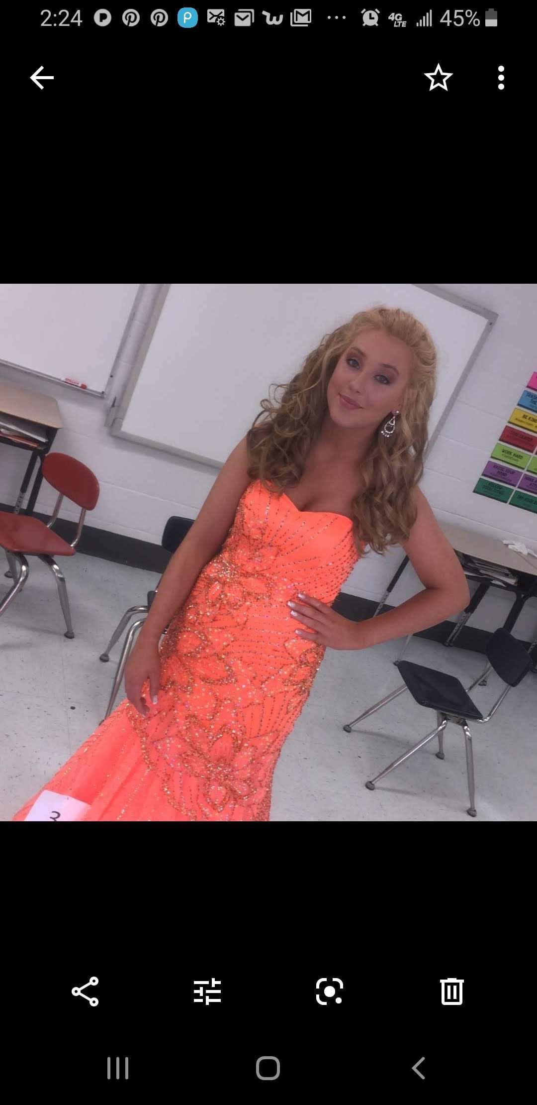 Tiffany Orange Size 0 Strapless $300 Mermaid Dress on Queenly