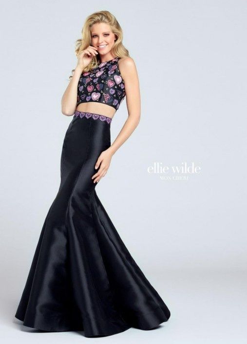 Style 117026 Ellie Wilde Size 4 Multicolor Mermaid Dress on Queenly