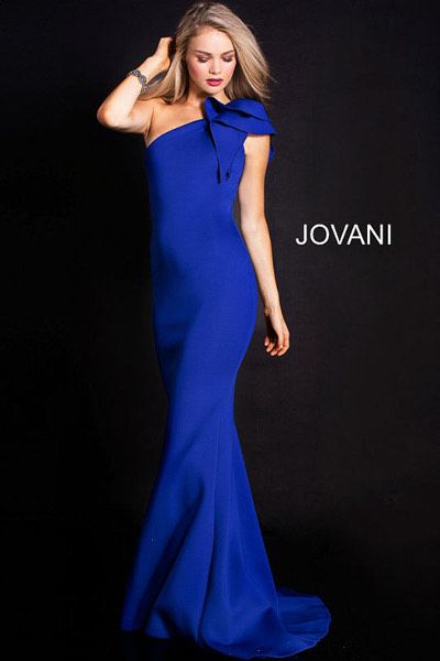 Jovani Size 0 Prom One Shoulder Royal Blue Mermaid Dress on Queenly