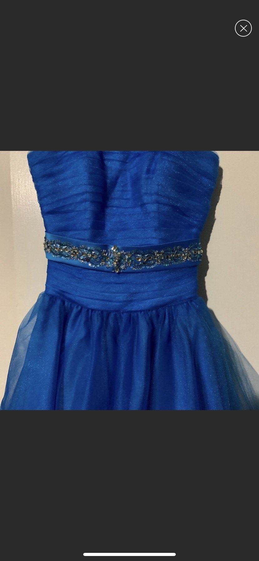 MoriLee Size 4 Satin Blue A-line Dress on Queenly