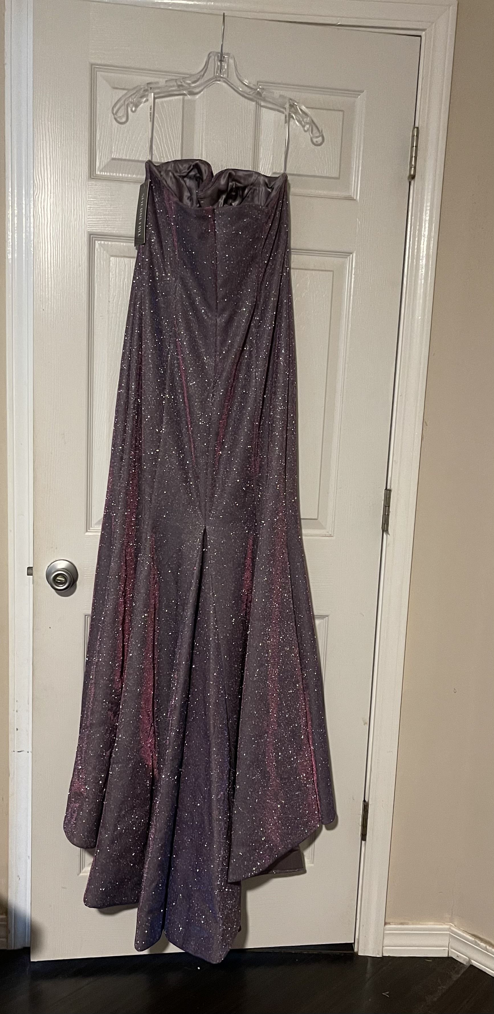 Sherri Hill Size 14 Prom Strapless Purple Dress With Train on Queenly