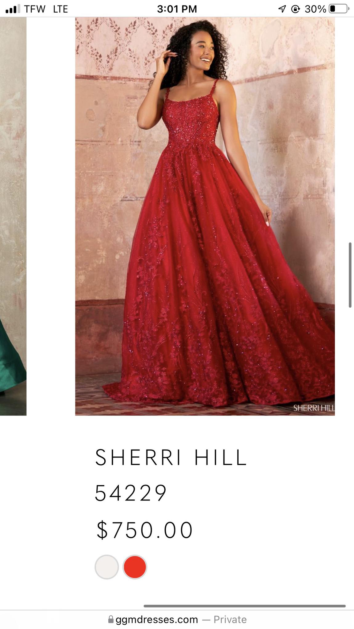 Sherri Hill Size 6 Prom Lace Red Ball Gown on Queenly
