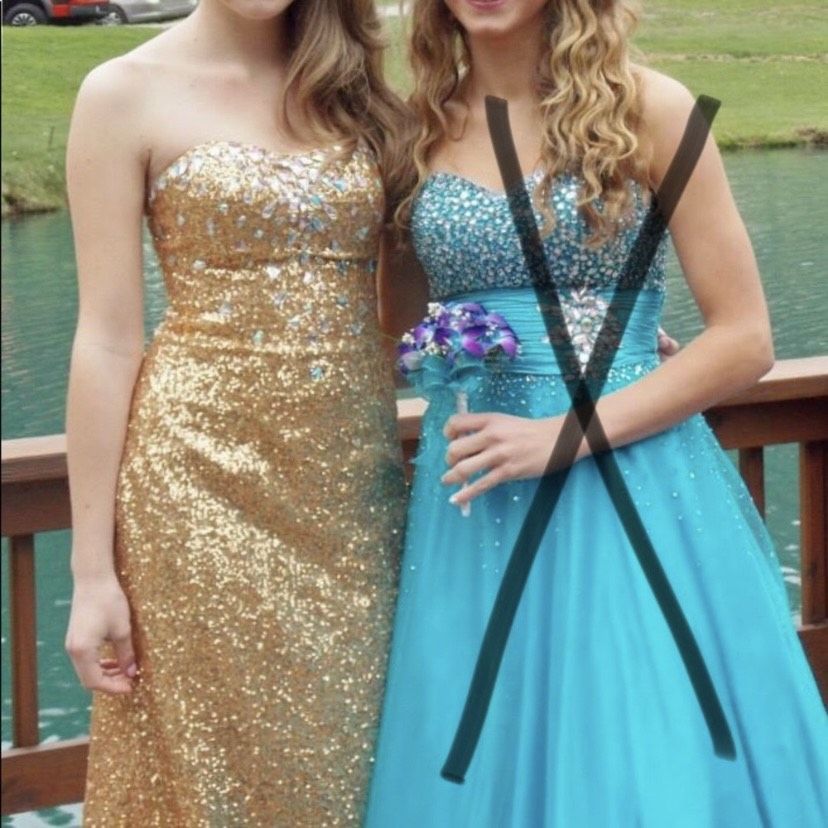 Platinum Size 4 Prom Strapless Sequined Gold Floor Length Maxi on Queenly