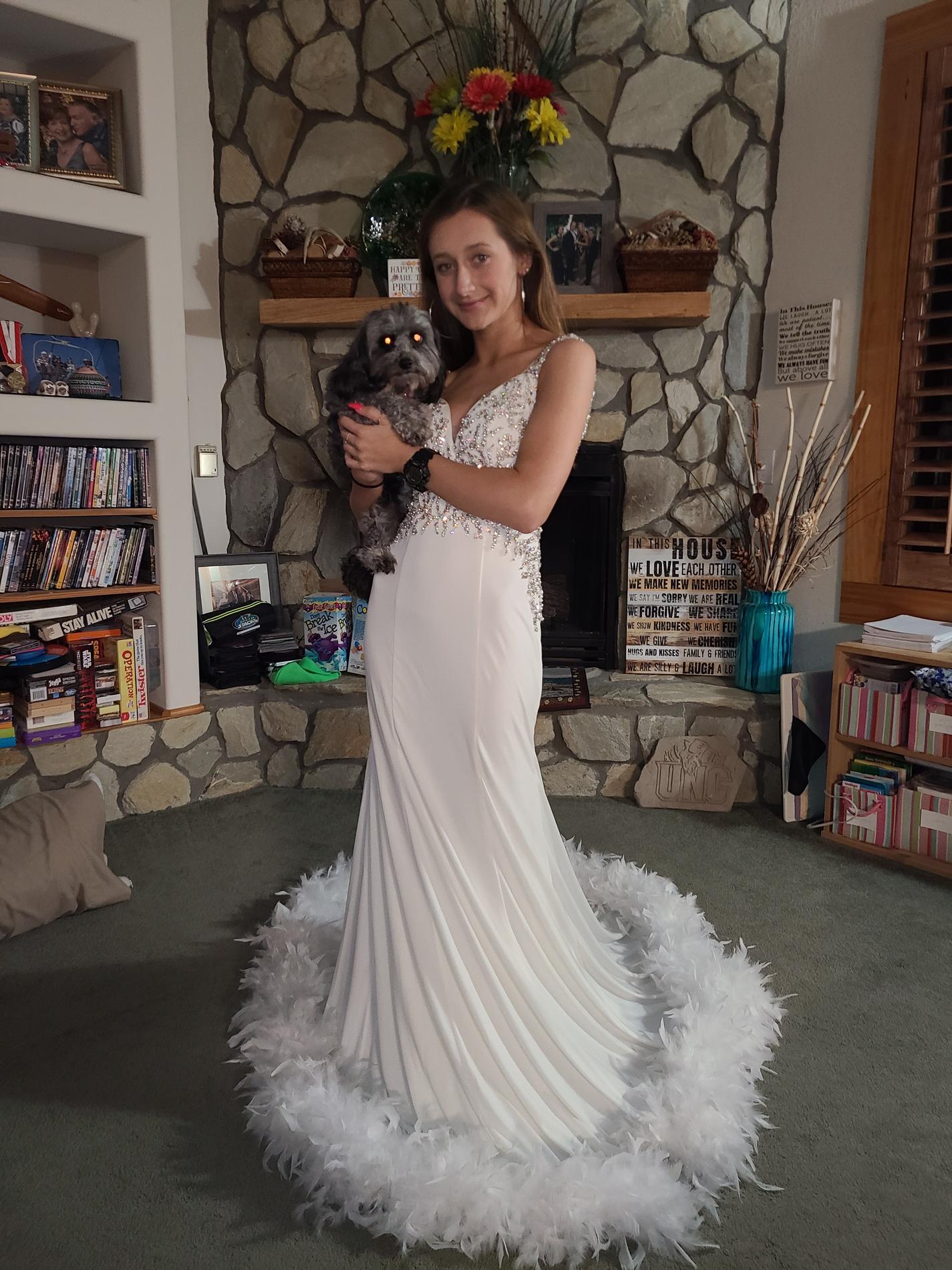 Jovani Size 2 Prom Sequined White Mermaid Dress on Queenly
