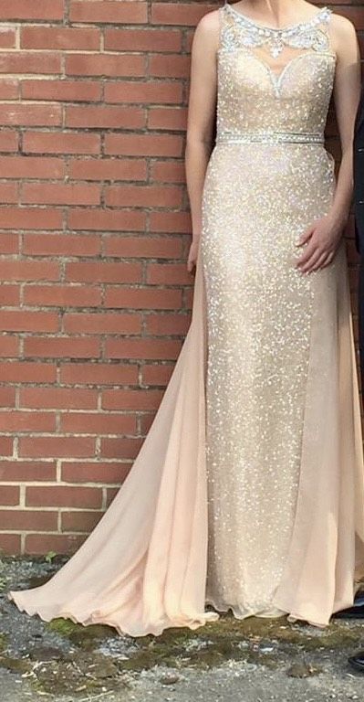 Sherri Hill Size 6 Prom High Neck Sequined Gold Floor Length Maxi on Queenly