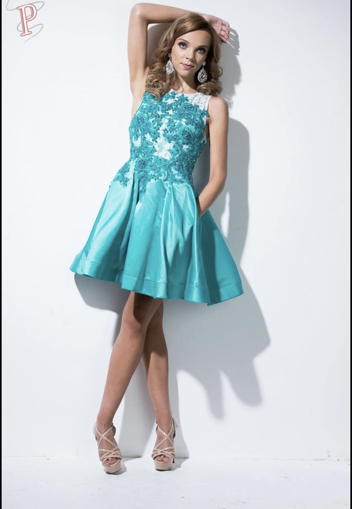 Custom Made Tony Bowls Cocktail Size 2 Prom Sheer Light Blue Cocktail Dress on Queenly