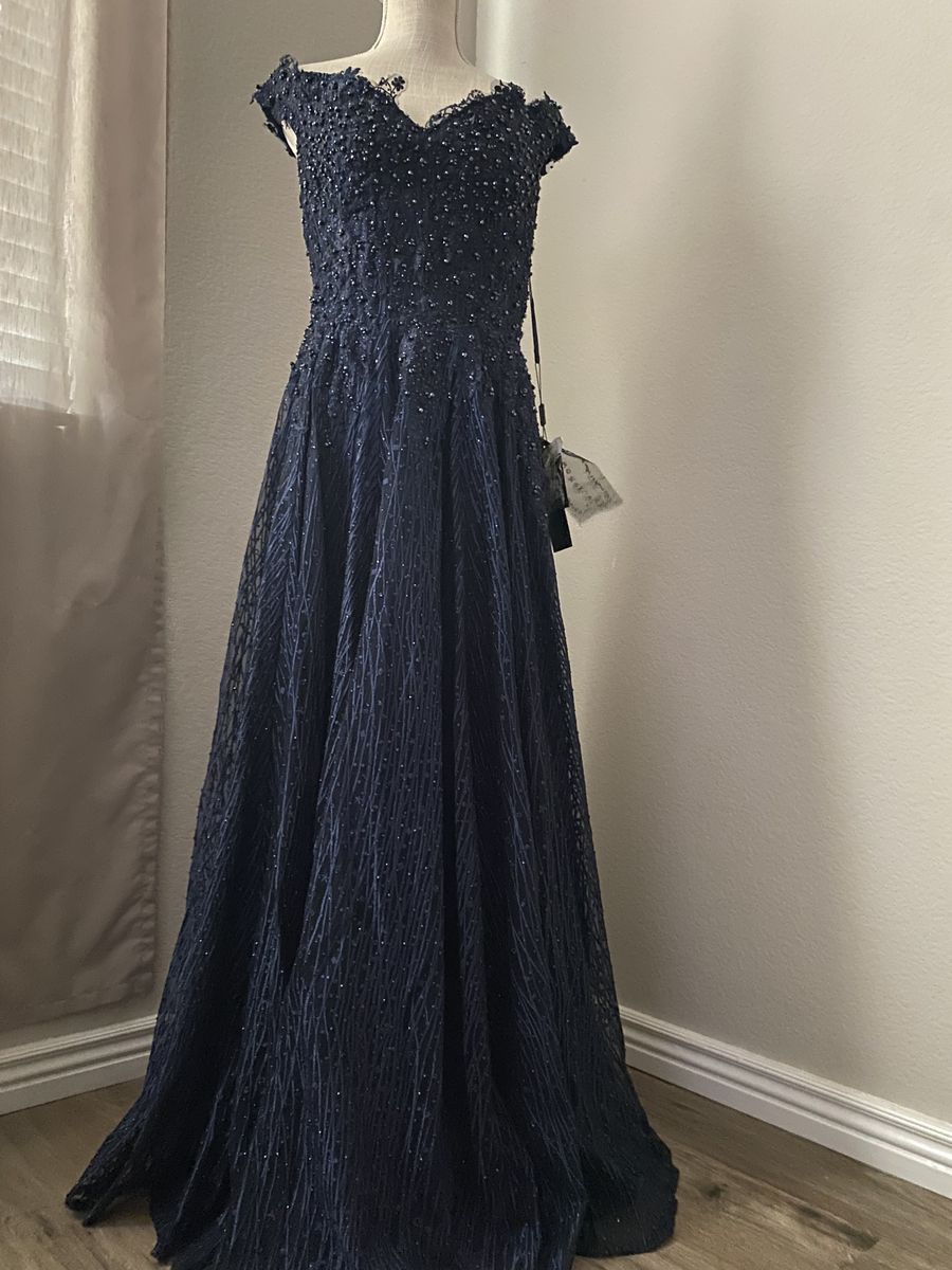 Romance couture Size 14 Prom Cap Sleeve Lace Royal Blue Ball Gown on Queenly