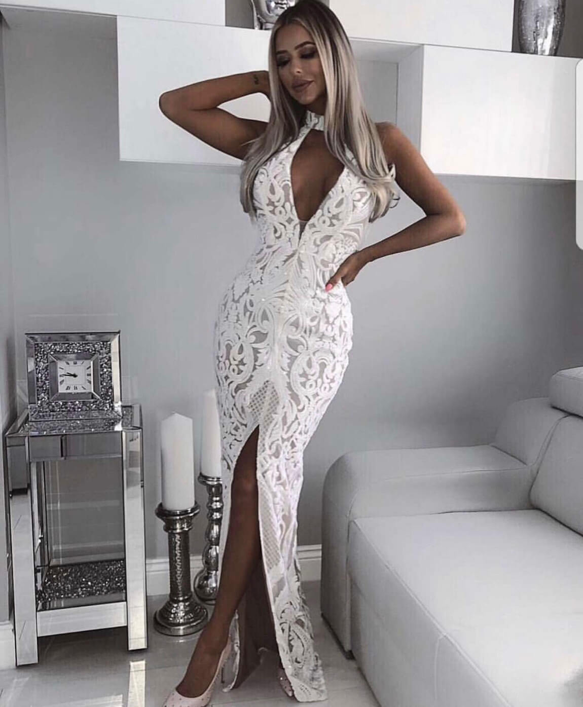 Size 8 White Side Slit Dress on Queenly