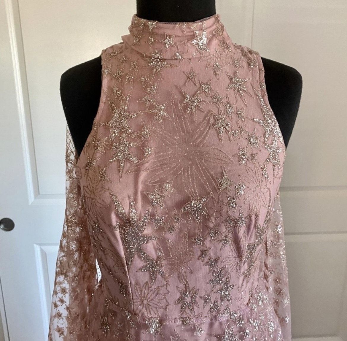 Alamour Size 2 Prom High Neck Lace Light Pink Mermaid Dress on Queenly
