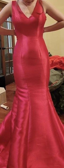 Sherri Hill Size 00 Prom Plunge Hot Pink Mermaid Dress on Queenly