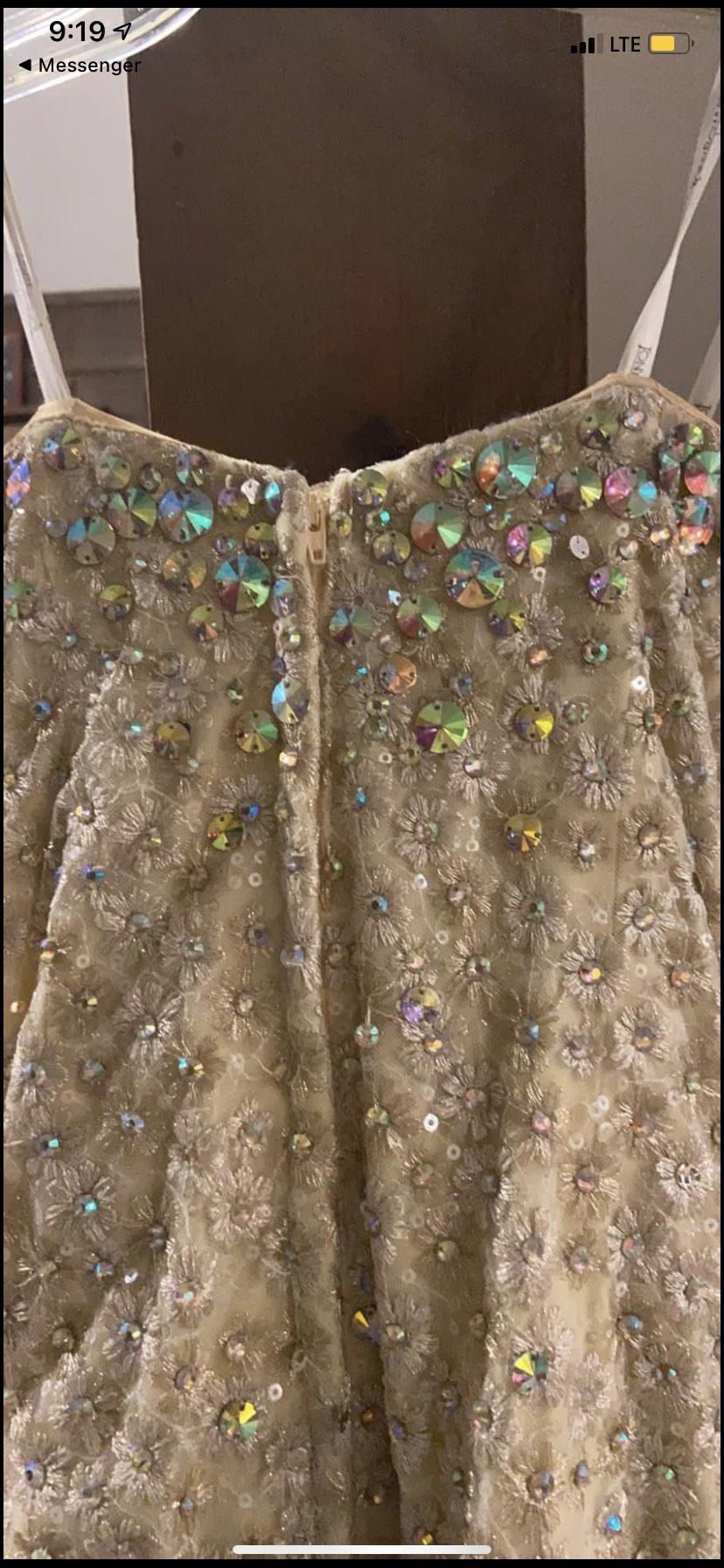 Tony Bowls Size 10 Prom Strapless Sequined Gold Mermaid Dress on Queenly