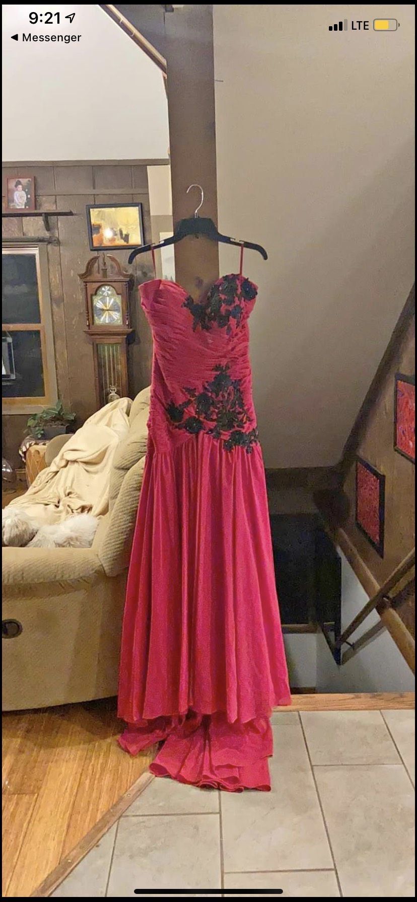 Size 12 Prom Strapless Red Dress With Train on Queenly