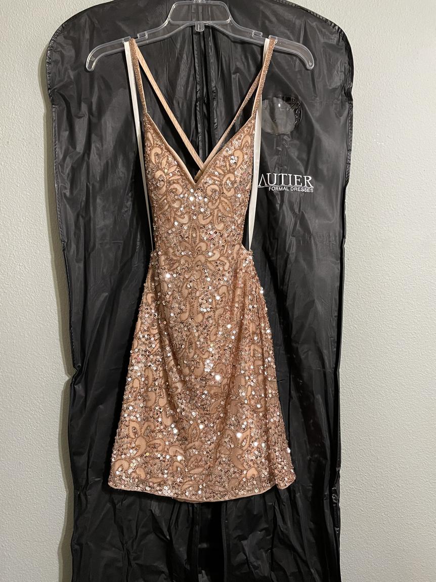 Primavera Size 8 Homecoming Sequined Rose Gold Cocktail Dress on Queenly
