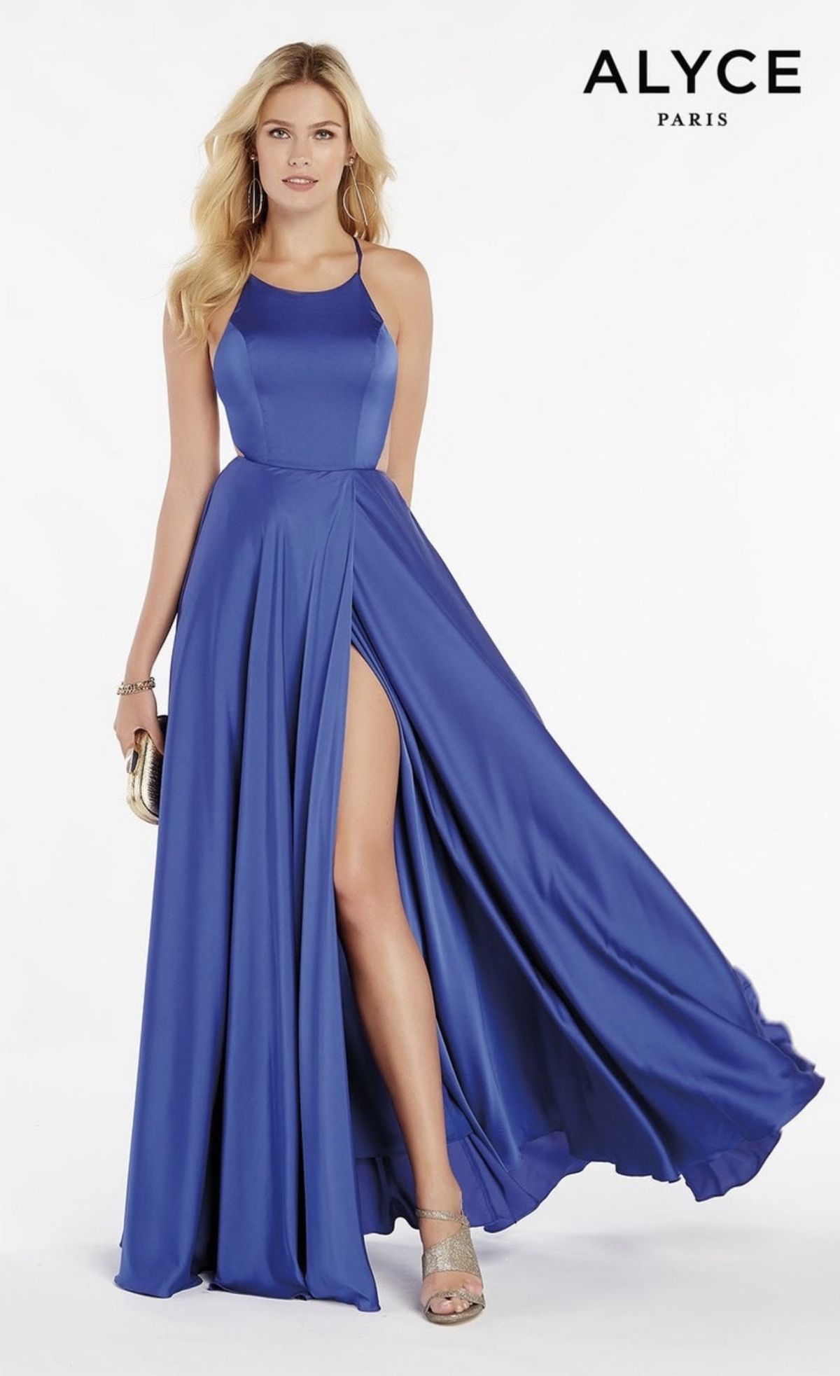 Alyce Paris Size 14 Blue Side Slit Dress on Queenly