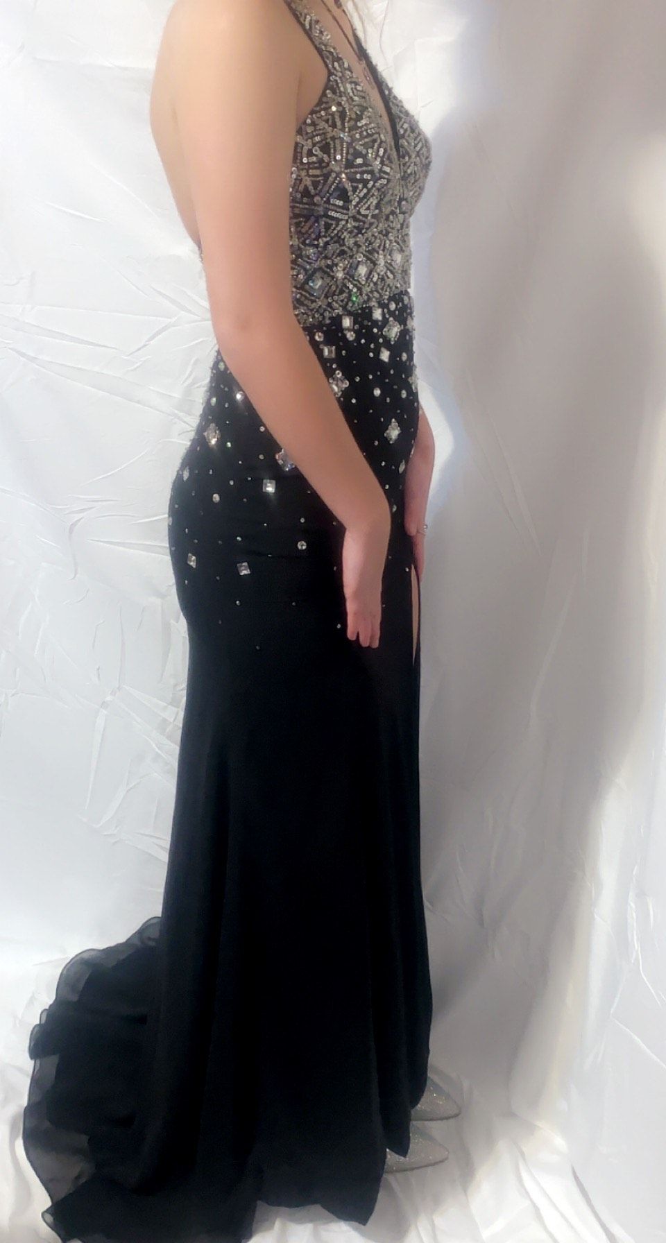 Size 2 Pageant Halter Black Floor Length Maxi on Queenly