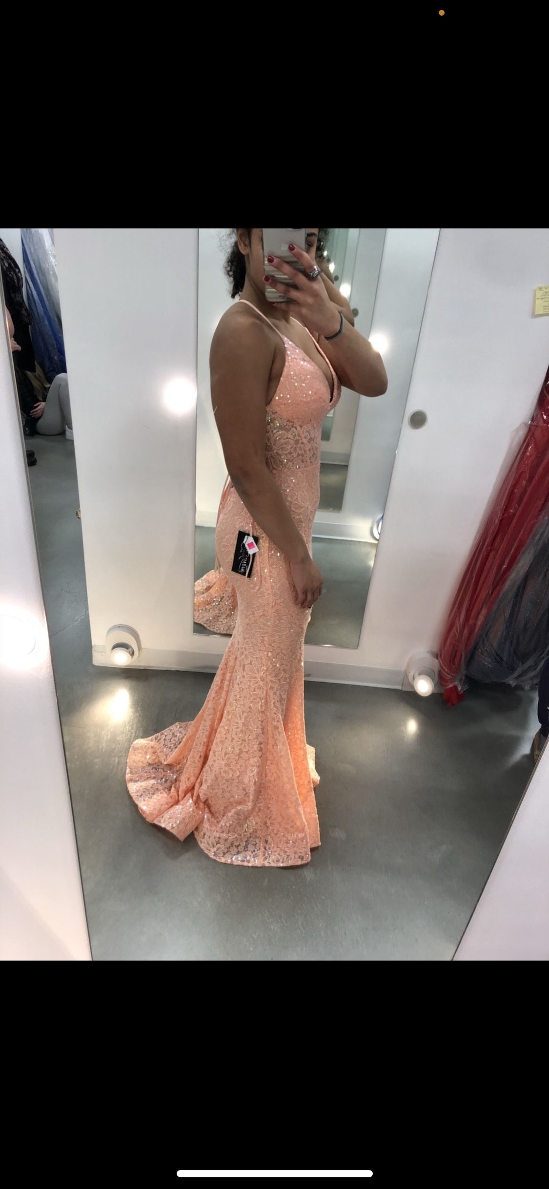 La Femme Size 6 Prom Orange Mermaid Dress on Queenly