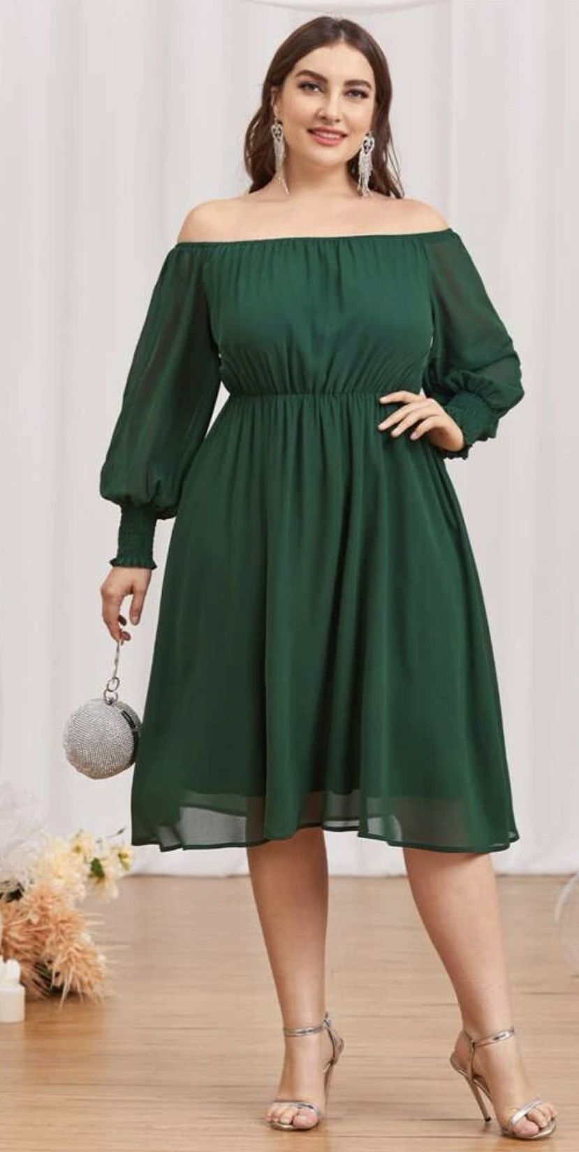 Plus Size 18 Long Sleeve Green Floor Length Maxi on Queenly