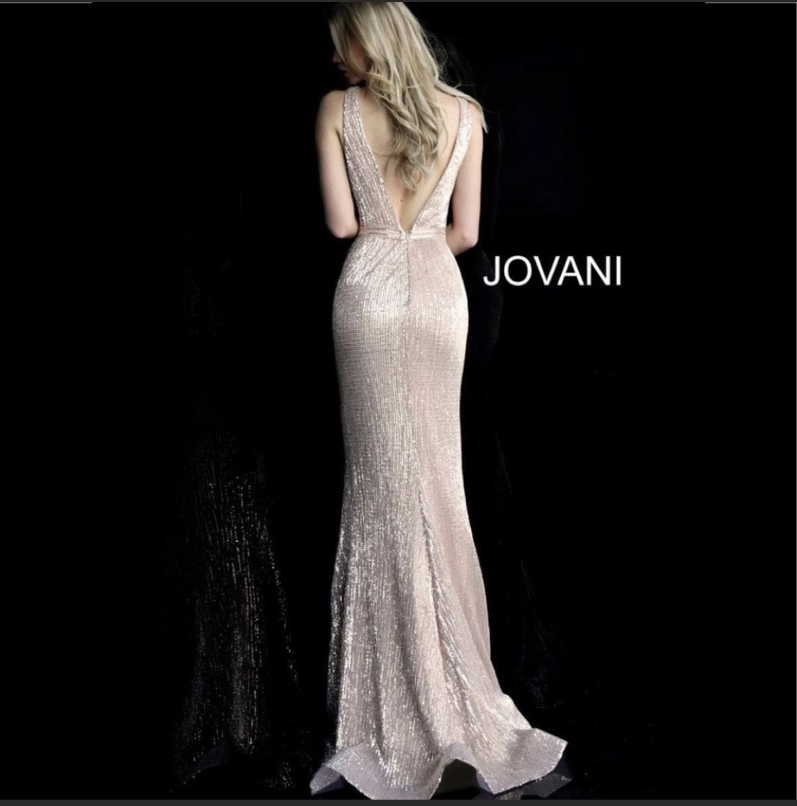 Jovani Size 4 Sequined Rose Gold Mermaid Dress on Queenly