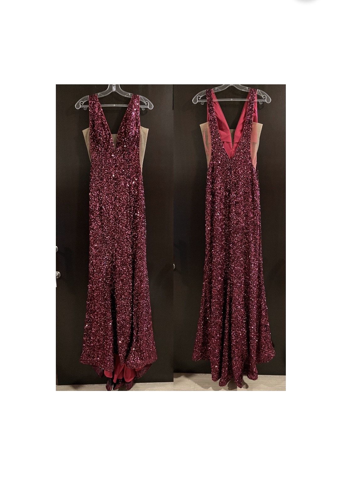 Jovani Size 6 Prom Plunge Burgundy Red A-line Dress on Queenly