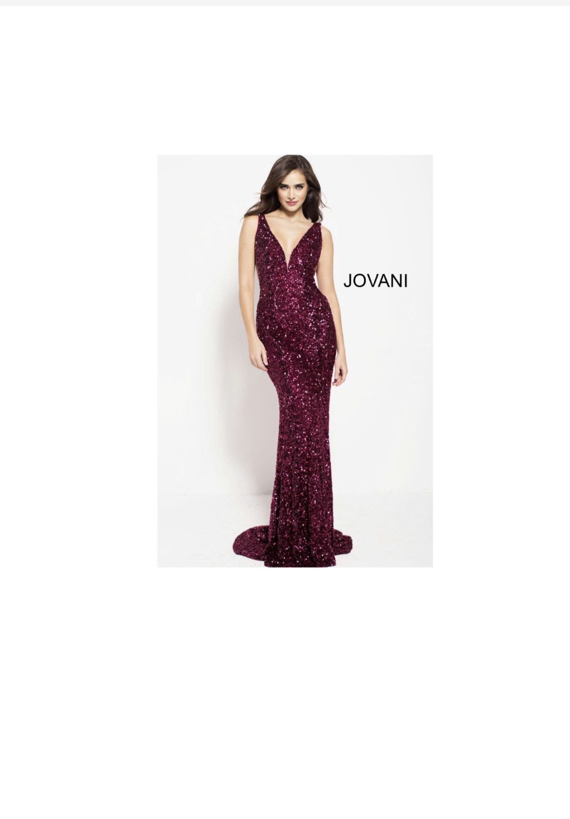 Jovani Size 6 Prom Plunge Burgundy Red A-line Dress on Queenly