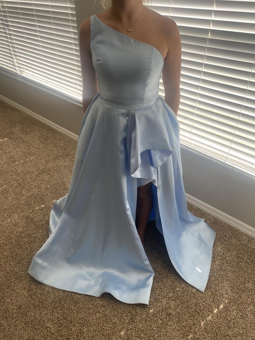 Sherri Hill Size 4 Prom One Shoulder Light Blue Ball Gown on Queenly