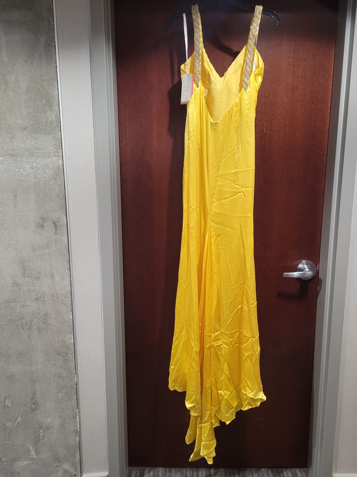 Style P3437 Precious Formals Size 6 Yellow Side Slit Dress on Queenly