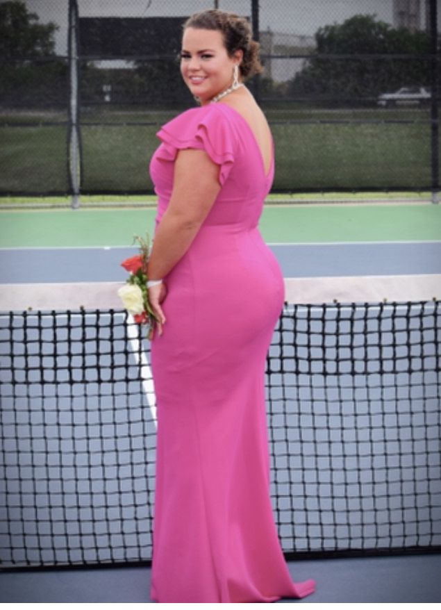 Jessica Howard Hot Pink Size 14 Floor Length Sleeves Mermaid Dress on Queenly