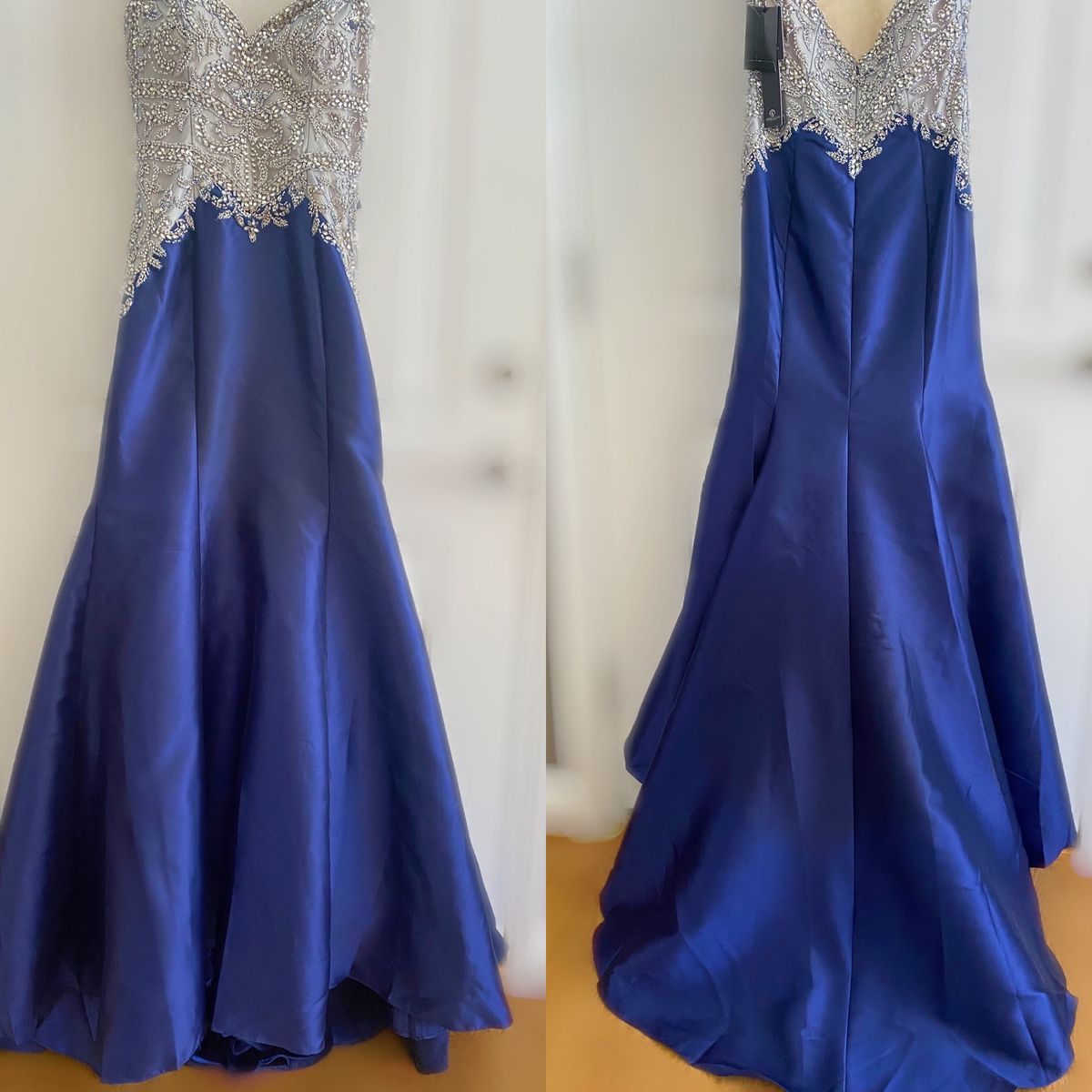 Andrea & Leo Couture Size 10 Prom Strapless Navy Blue Mermaid Dress on Queenly