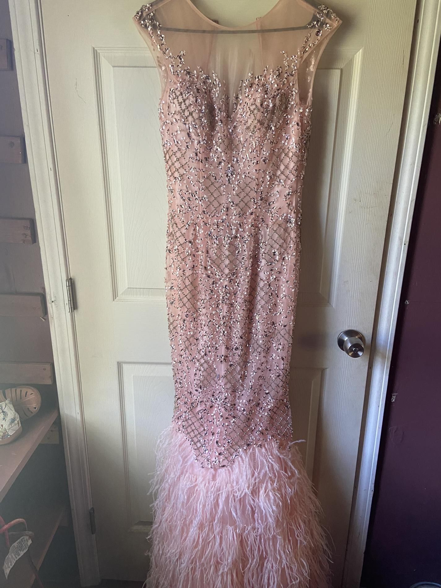 Terani Couture Pink Size 2 Feathers Feather Prom Pageant Mermaid Dress on Queenly