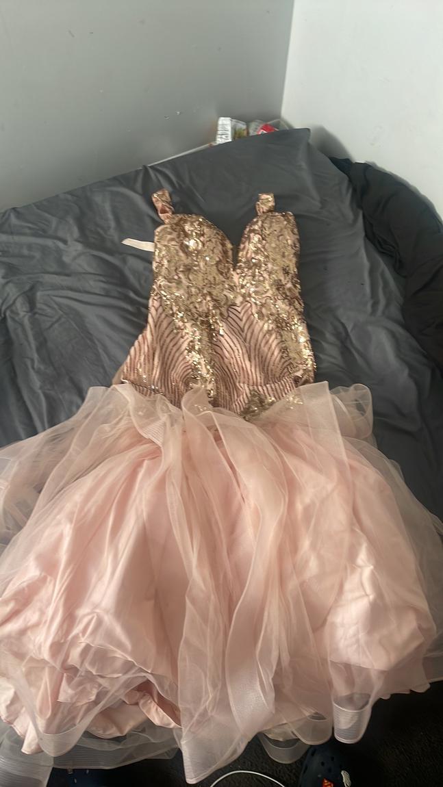 Plus Size 18 Rose Gold Mermaid Dress on Queenly